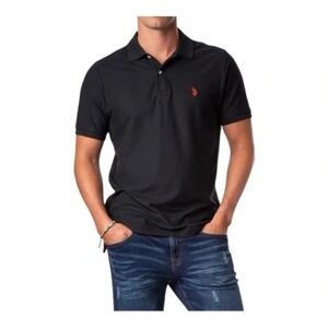 U.S. Polo Assn. Performance‎ Pique Polo Shirt Black Collared Men Size Large NWOT